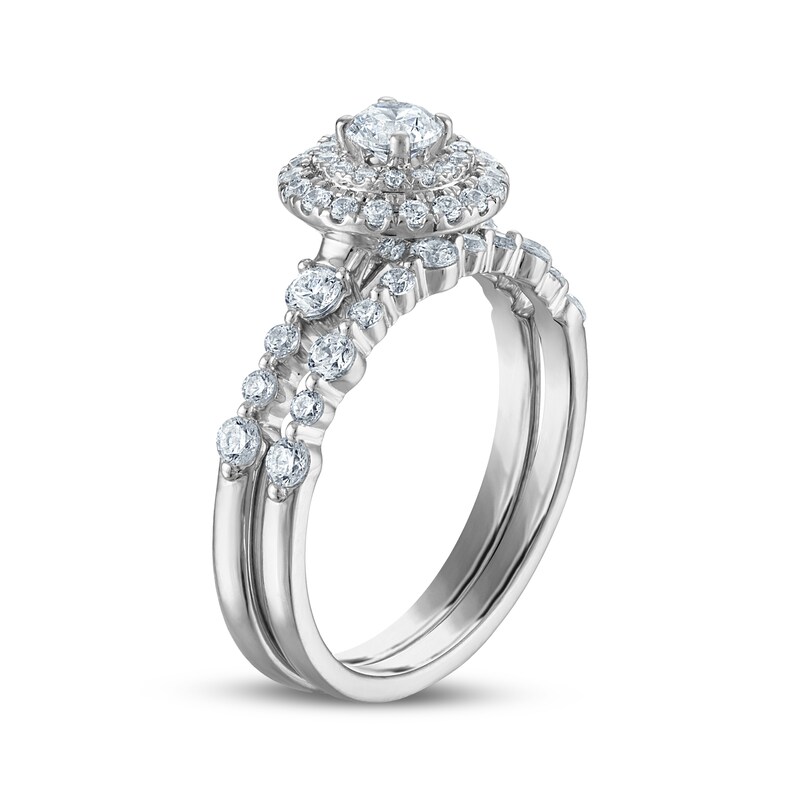 Main Image 2 of Adore Round-Cut Diamond Double Halo Bridal Set 7/8 ct tw 10K White Gold