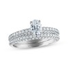 Thumbnail Image 1 of Adore Oval-Cut Diamond Pavé Shank Bridal Set 1-1/3 ct tw 14K White Gold
