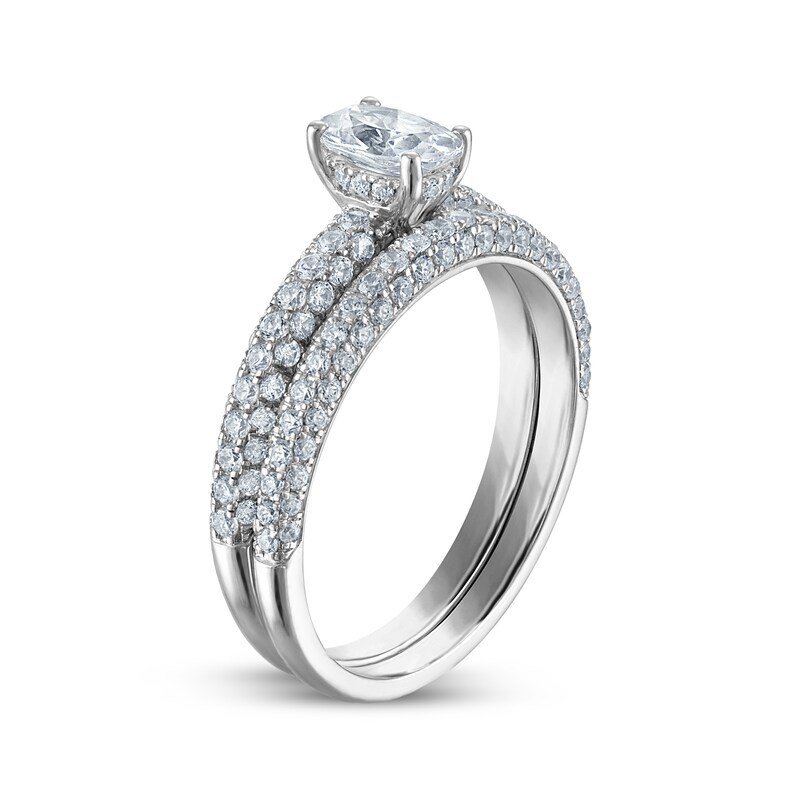 Main Image 2 of Adore Oval-Cut Diamond Pavé Shank Bridal Set 1-1/3 ct tw 14K White Gold