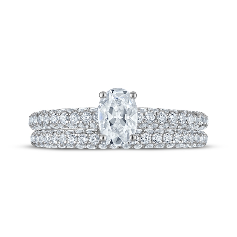 Main Image 3 of Adore Oval-Cut Diamond Pavé Shank Bridal Set 1-1/3 ct tw 14K White Gold