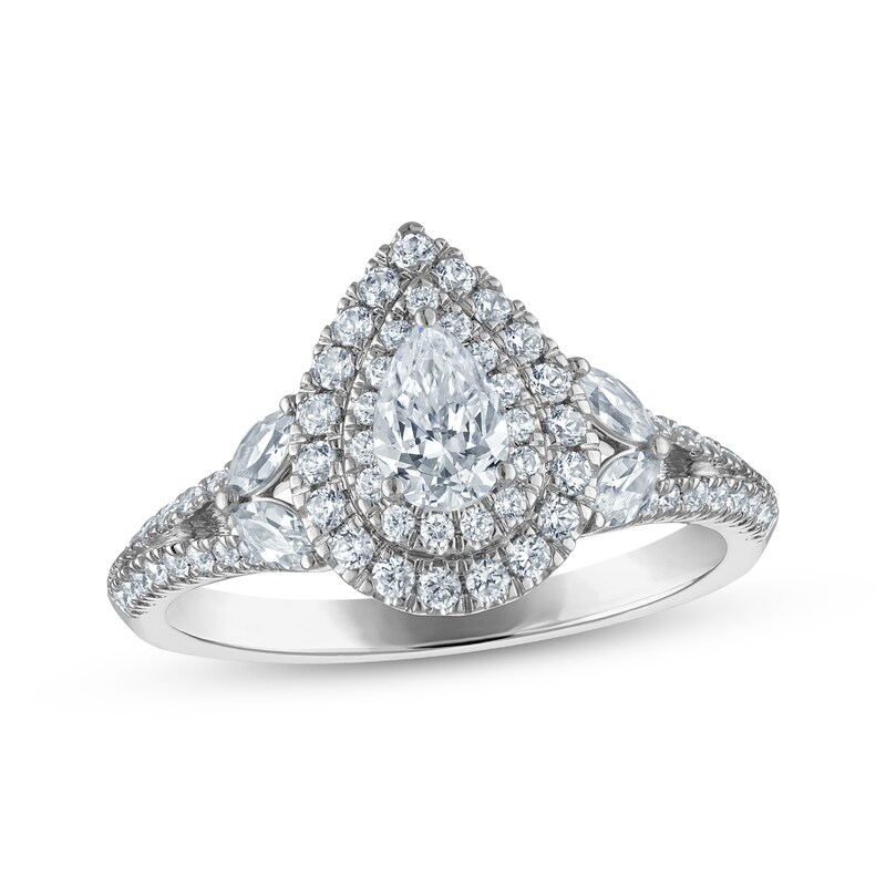 Main Image 1 of Adore Pear-Shaped Diamond Double Halo Engagement Ring 7/8 ct tw 14K White Gold