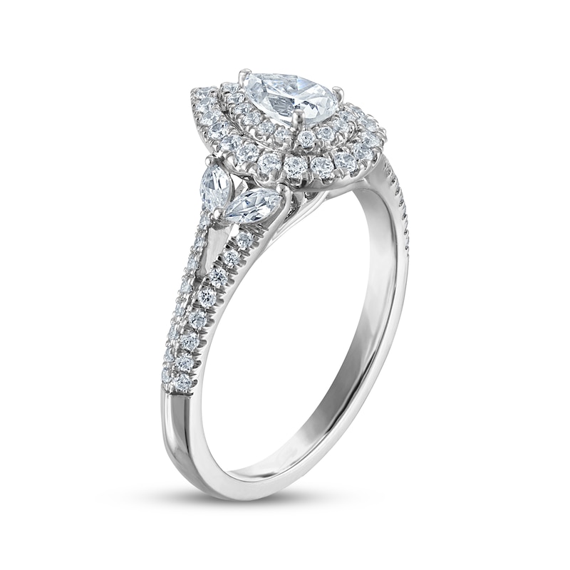 Main Image 2 of Adore Pear-Shaped Diamond Double Halo Engagement Ring 7/8 ct tw 14K White Gold