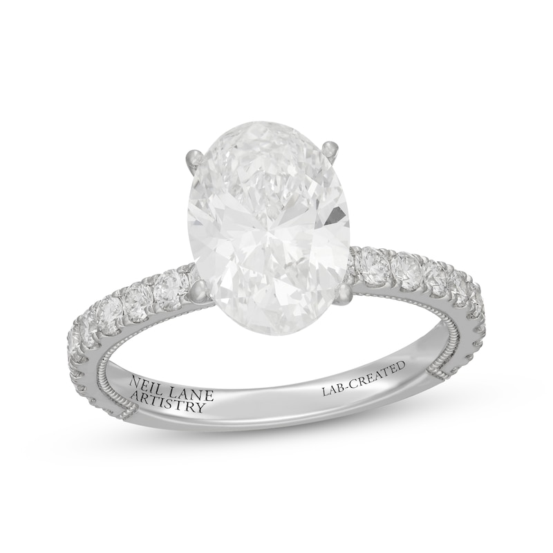Main Image 1 of Neil Lane Artistry Oval-Cut Lab-Grown Diamond Hidden Halo Engagement Ring 3-5/8 ct tw 14K White Gold