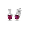 Thumbnail Image 1 of Heart-Shaped Lab-Created Ruby & White Lab-Created Sapphire Earrings Sterling Silver