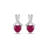 Thumbnail Image 2 of Heart-Shaped Lab-Created Ruby & White Lab-Created Sapphire Earrings Sterling Silver