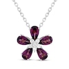 Thumbnail Image 1 of Pear-Shaped Rhodolite Garnet & Diamond Flower Necklace 1/15 ct tw Sterling Silver 18"