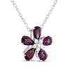 Thumbnail Image 2 of Pear-Shaped Rhodolite Garnet & Diamond Flower Necklace 1/15 ct tw Sterling Silver 18"
