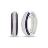 Thumbnail Image 1 of Diamond & Purple Enamel Hoop Earrings 1/6 ct tw Sterling Silver