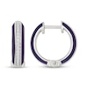 Thumbnail Image 3 of Diamond & Purple Enamel Hoop Earrings 1/6 ct tw Sterling Silver