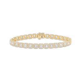 KAY Lab-Grown Diamonds Men's Cushion Link Bracelet 12-3/8 ct tw 10K Yellow Gold 8.5"