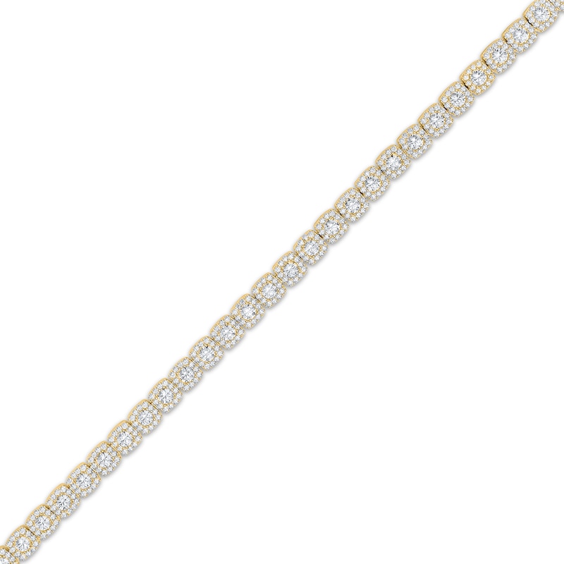 Main Image 2 of KAY Lab-Grown Diamonds Men's Cushion Link Bracelet 12-3/8 ct tw 10K Yellow Gold 8.5"