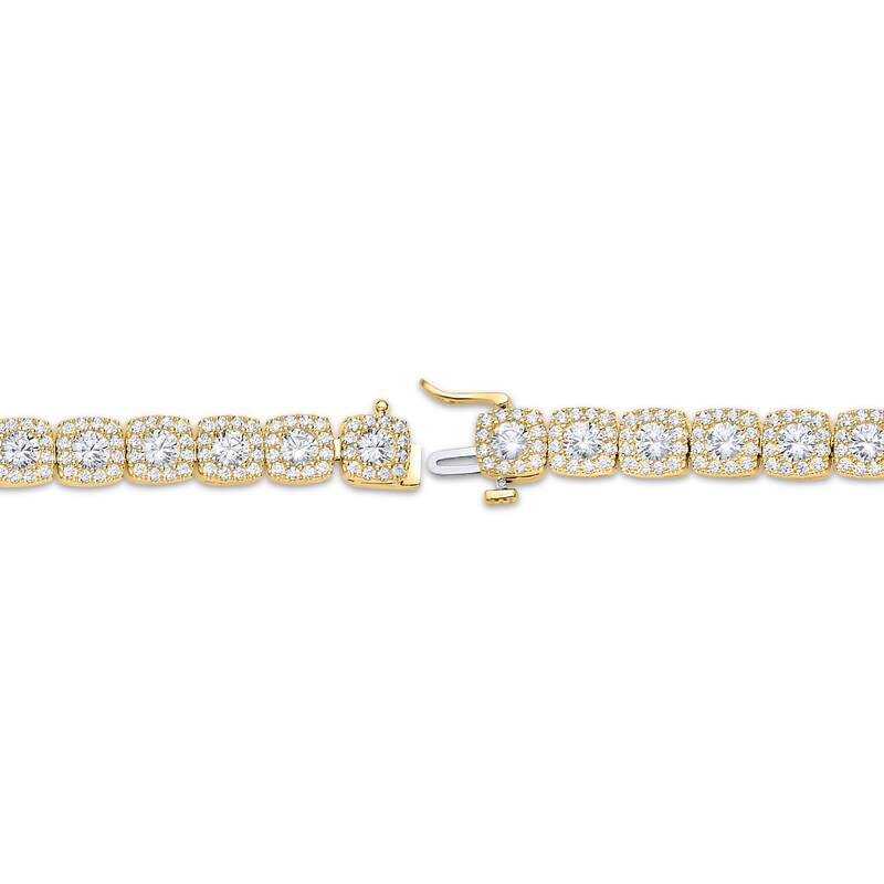 Main Image 3 of KAY Lab-Grown Diamonds Men's Cushion Link Bracelet 12-3/8 ct tw 10K Yellow Gold 8.5"