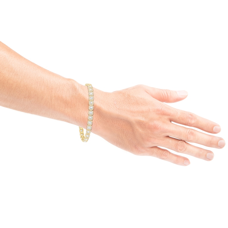Main Image 4 of KAY Lab-Grown Diamonds Men's Cushion Link Bracelet 12-3/8 ct tw 10K Yellow Gold 8.5"