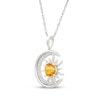 Thumbnail Image 2 of Citrine & White Lab-Created Sapphire Crescent Moon & Sun Necklace Sterling Silver 18"