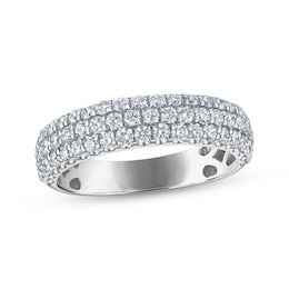 Lab-Grown Diamond Three-Row Anniversary Ring 1 ct tw 10K White Gold
