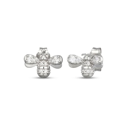Diamond Bee Stud Earrings 1/6 ct tw Sterling Silver