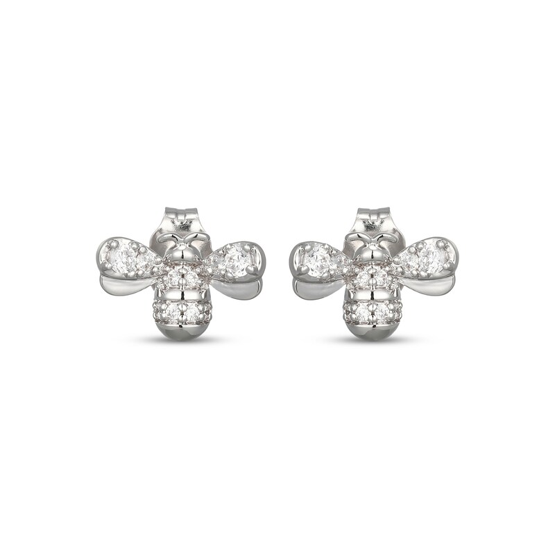 Main Image 2 of Diamond Bee Stud Earrings 1/6 ct tw Sterling Silver