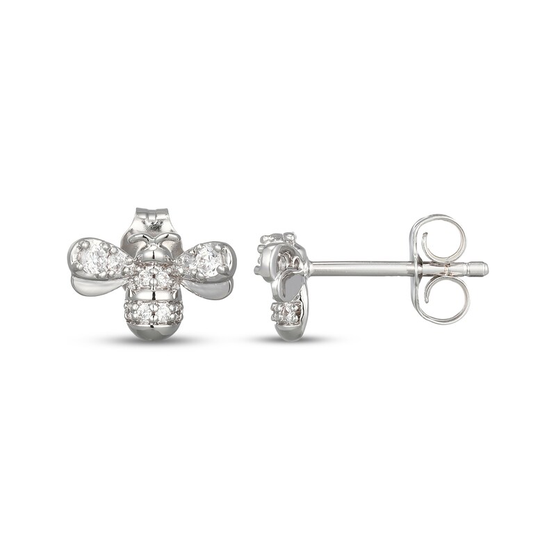 Main Image 3 of Diamond Bee Stud Earrings 1/6 ct tw Sterling Silver
