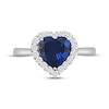 Thumbnail Image 1 of Heart-Shaped Blue Lab-Created Sapphire & White Lab-Created Sapphire Halo Ring Sterling Silver