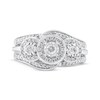 Thumbnail Image 3 of Adore Round-Cut Diamond Three-Stone Halo Engagement Ring 1/2 ct tw 14K White Gold