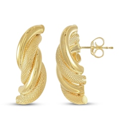 Diamond-Cut Twist Earrings 14K Yellow Gold