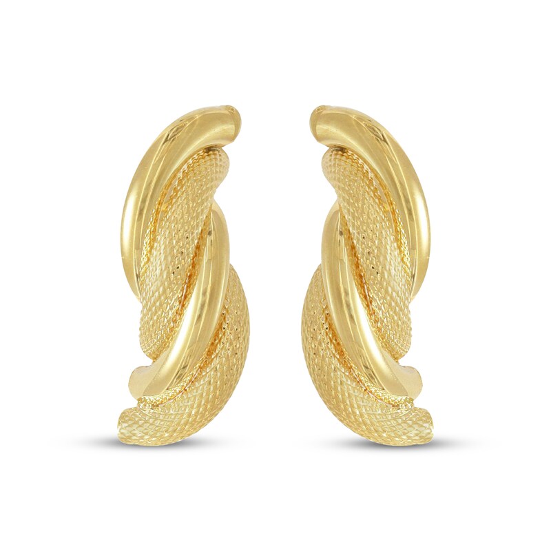 Main Image 2 of Diamond-Cut Twist Earrings 14K Yellow Gold