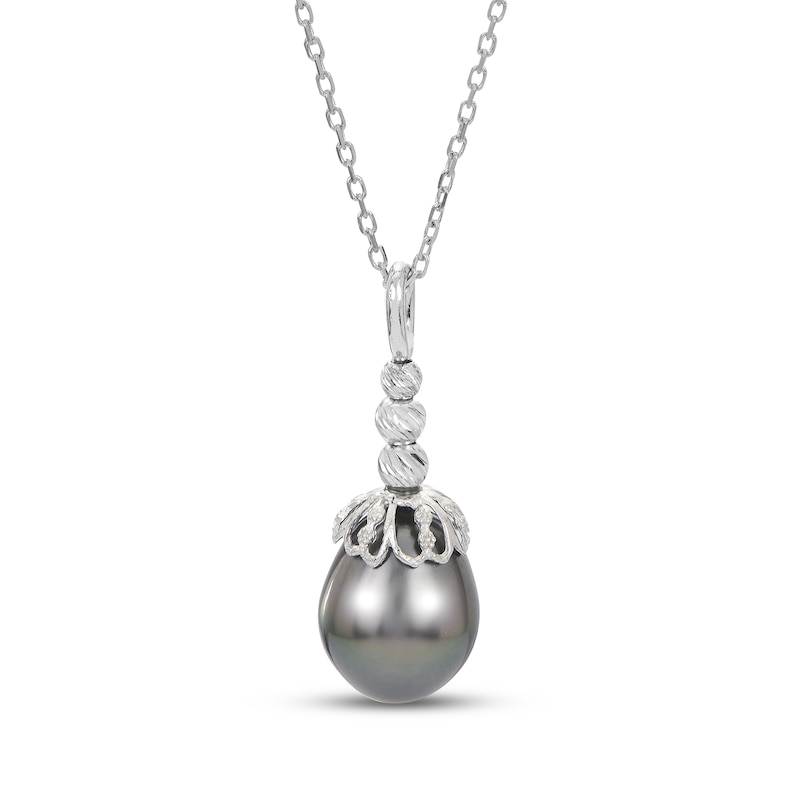Main Image 1 of Tahitian Cultured Pearl Necklace Sterling Silver 18"