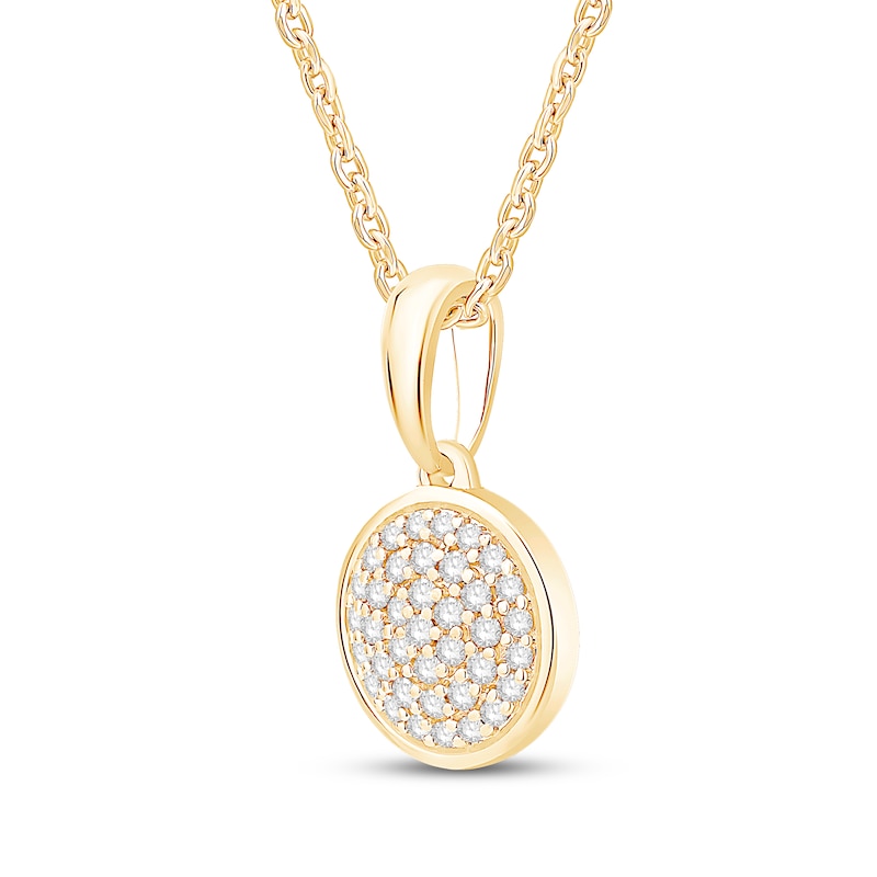Main Image 3 of Multi-Diamond Circle Necklace 1/8 ct tw 10K Yellow Gold 18"