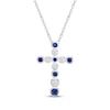 Thumbnail Image 1 of Blue & White Lab-Created Sapphire Alternating Cross Necklace Sterling Silver 18"