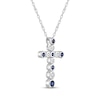 Thumbnail Image 2 of Blue & White Lab-Created Sapphire Alternating Cross Necklace Sterling Silver 18"