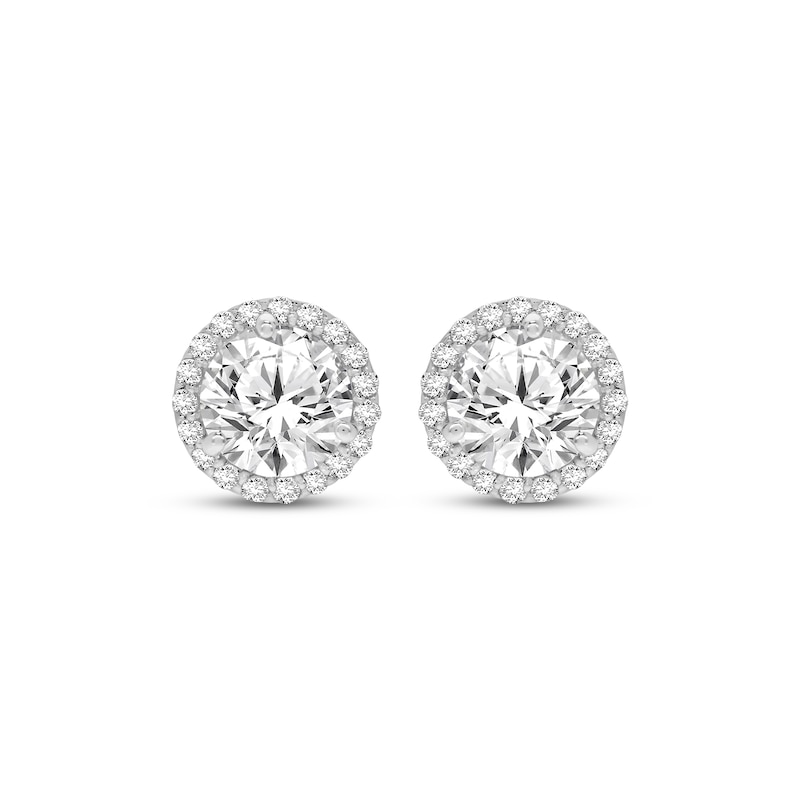 Main Image 2 of KAY Lab-Grown Diamonds Halo Stud Earrings 3-1/2 ct tw 14K White Gold (F/SI2)
