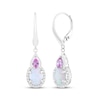 Thumbnail Image 1 of Oval-Cut Lab-Created Opal & Pink Lab-Created Sapphire Dangle Earrings Sterling Silver
