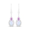 Thumbnail Image 2 of Oval-Cut Lab-Created Opal & Pink Lab-Created Sapphire Dangle Earrings Sterling Silver