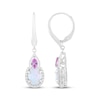 Thumbnail Image 3 of Oval-Cut Lab-Created Opal & Pink Lab-Created Sapphire Dangle Earrings Sterling Silver