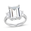 Thumbnail Image 1 of Emerald-Cut White Lab-Created Sapphire Three-Stone Ring Sterling Silver