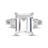 Thumbnail Image 3 of Emerald-Cut White Lab-Created Sapphire Three-Stone Ring Sterling Silver