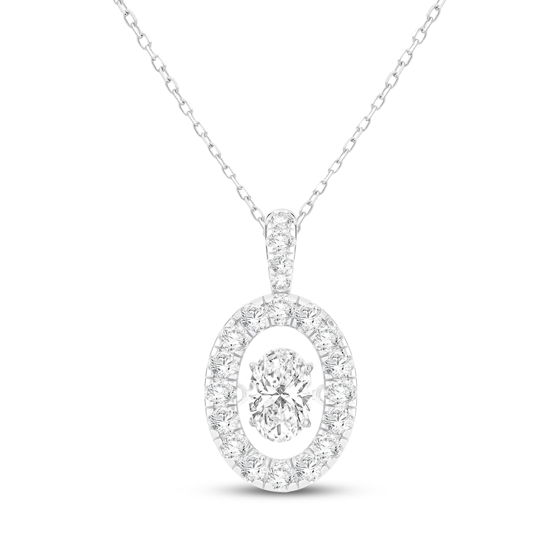 Main Image 1 of Unstoppable Love Oval-Cut Lab-Grown Diamond Necklace 2-1/2 ct tw 10K White Gold 18"