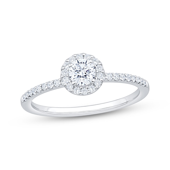 Round-Cut Diamond Halo Engagement Ring 1/2 ct tw 10K White Gold