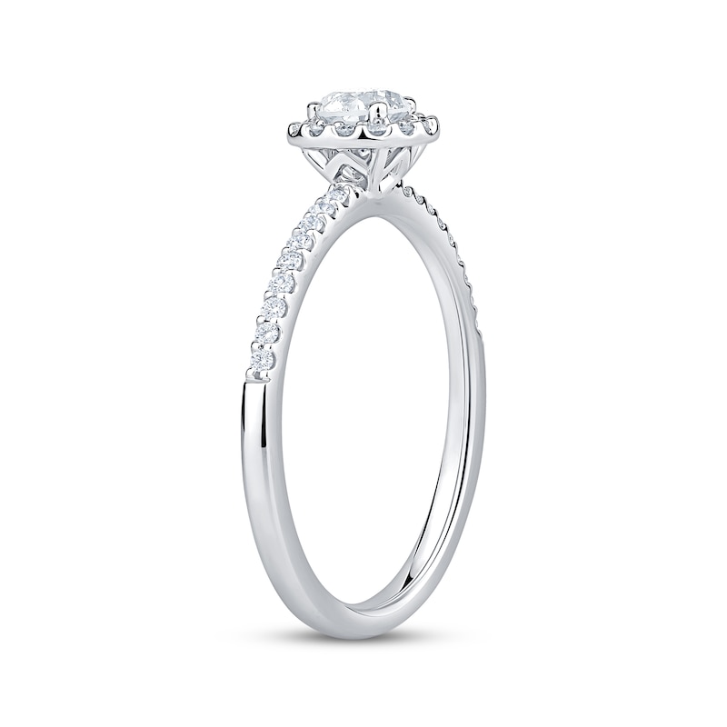 Main Image 2 of Round-Cut Diamond Halo Engagement Ring 1/2 ct tw 10K White Gold