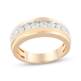 Lab-Grown Diamonds Men's Stepped Wedding Band 1 ct tw 10K Yellow Gold