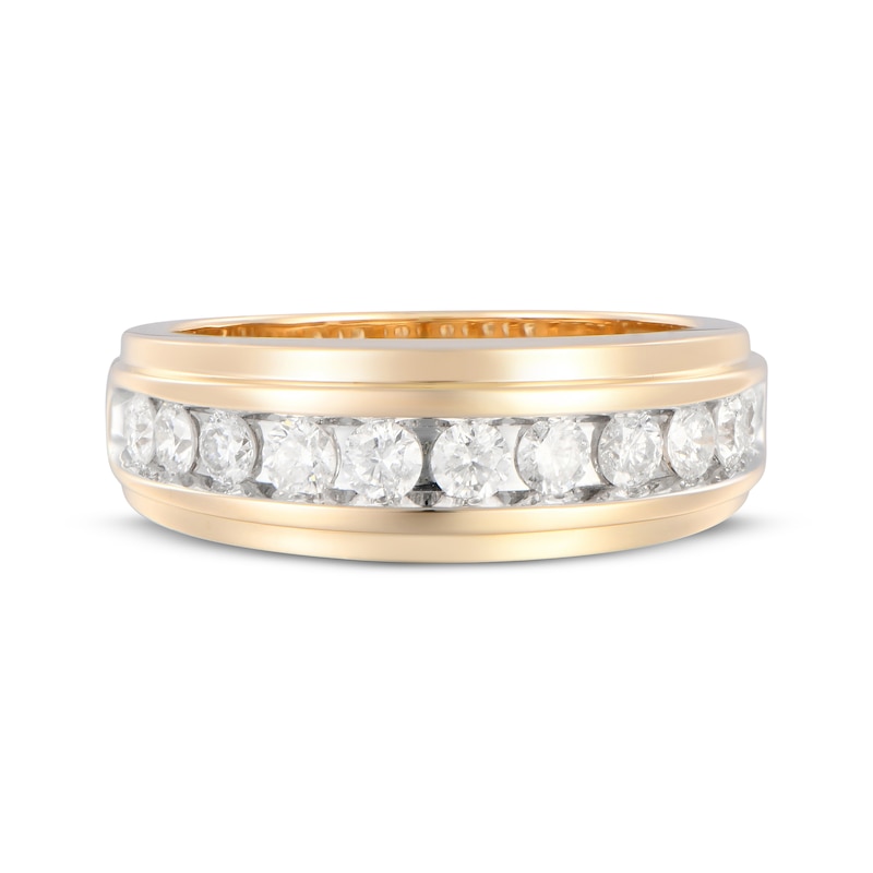 Main Image 4 of Lab-Grown Diamonds Men's Stepped Wedding Band 1 ct tw 10K Yellow Gold