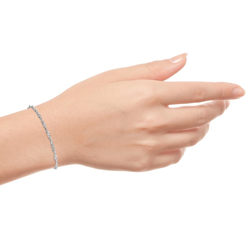 Main Image 4 of 3mm Singapore Chain Necklace & Bracelet Set Sterling Silver