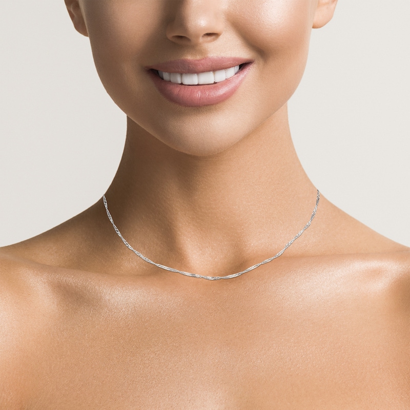 Main Image 5 of 3mm Singapore Chain Necklace & Bracelet Set Sterling Silver