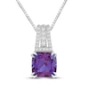 Thumbnail Image 1 of Cushion-Cut Lab-Created Alexandrite & White Lab-Created Sapphire Drop Necklace Sterling Silver 18"