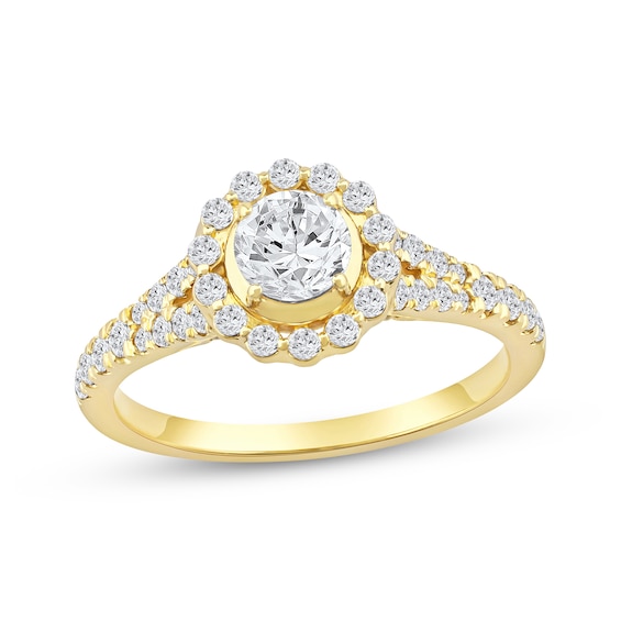 Adore Heirloom Round-Cut Diamond Halo Engagement Ring 1 ct tw 18K Yellow Gold