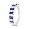 Thumbnail Image 2 of Baguette-Cut Blue & White Lab-Created Sapphire Alternating Ring Sterling Silver