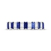 Thumbnail Image 3 of Baguette-Cut Blue & White Lab-Created Sapphire Alternating Ring Sterling Silver