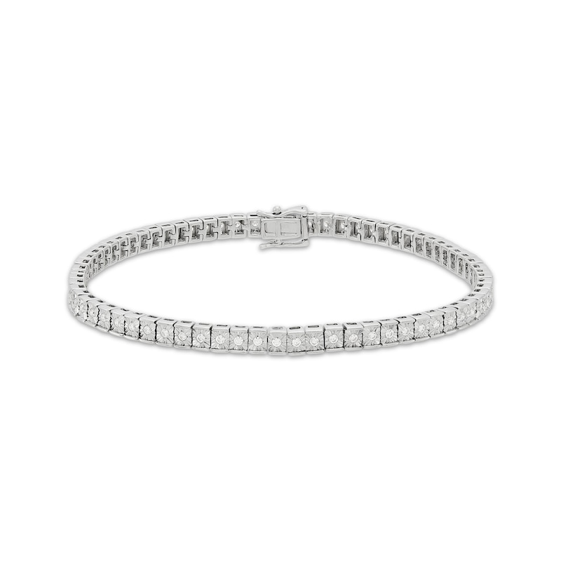 Main Image 1 of KAY Lab-Grown Diamonds Men's Square Link Line Bracelet 1 ct tw Sterling Silver 8.5"