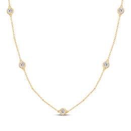 Bezel-Set Diamond Station Necklace 1/3 ct tw 14K Yellow Gold 18"