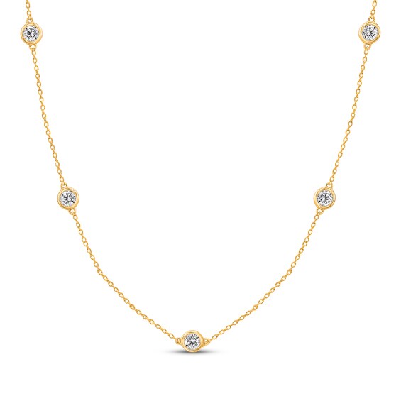 Bezel-Set Diamond Station Necklace 1/3 ct tw 14K Yellow Gold 18"